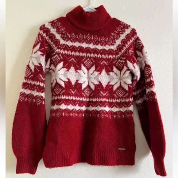 EUC Abercrombie & Fitch Fair Isle Sweater Red White Size XS - Picture 4 of 6